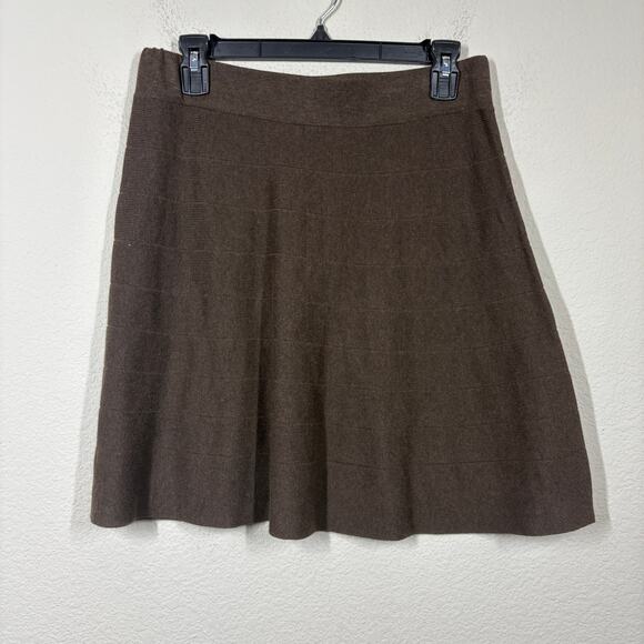 Max Studio Size Medium Knit Fit & Flare Skirt Brown Cotton Rayon Blend Pull On - Picture 1 of 6
